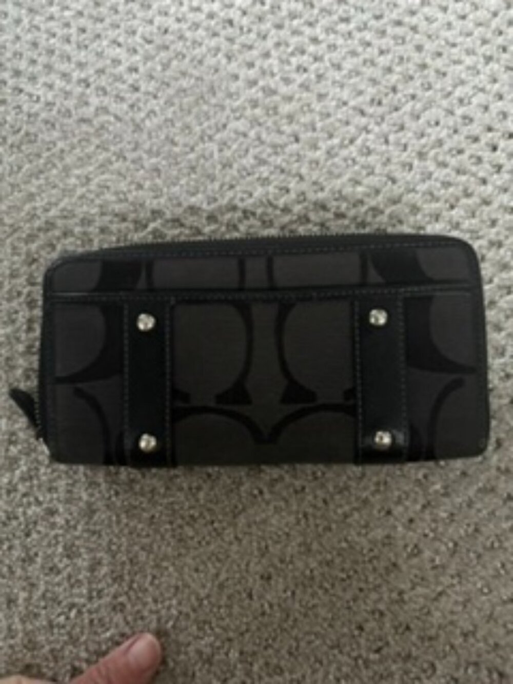 Coach Black Signature Buckle Zip-Around Wallet